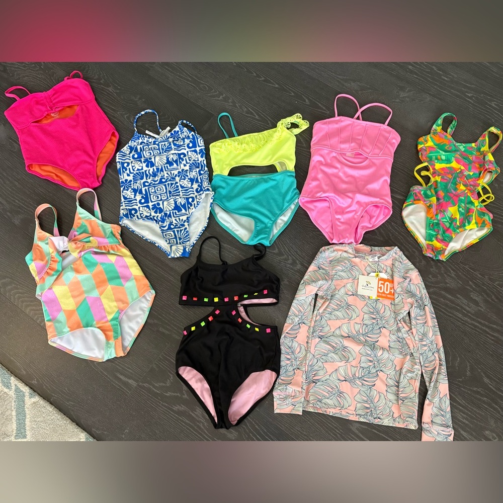 Lot of 8 girls swimsuits, size 8, mix of Target, Shade Critters & Wonder Nation